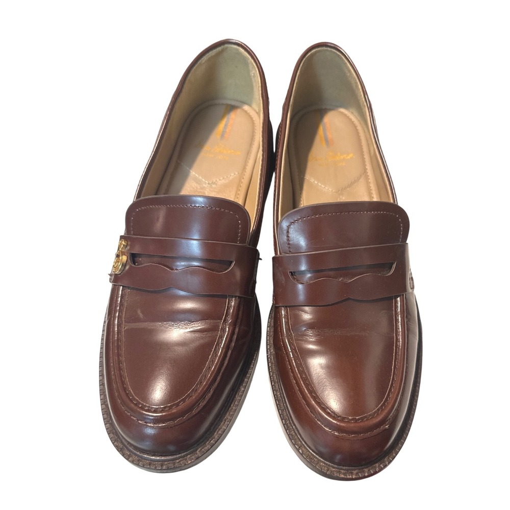 Sam Edelman Brown Leather Penny Loafers Size 7 Classic Preppy Quiet Luxury